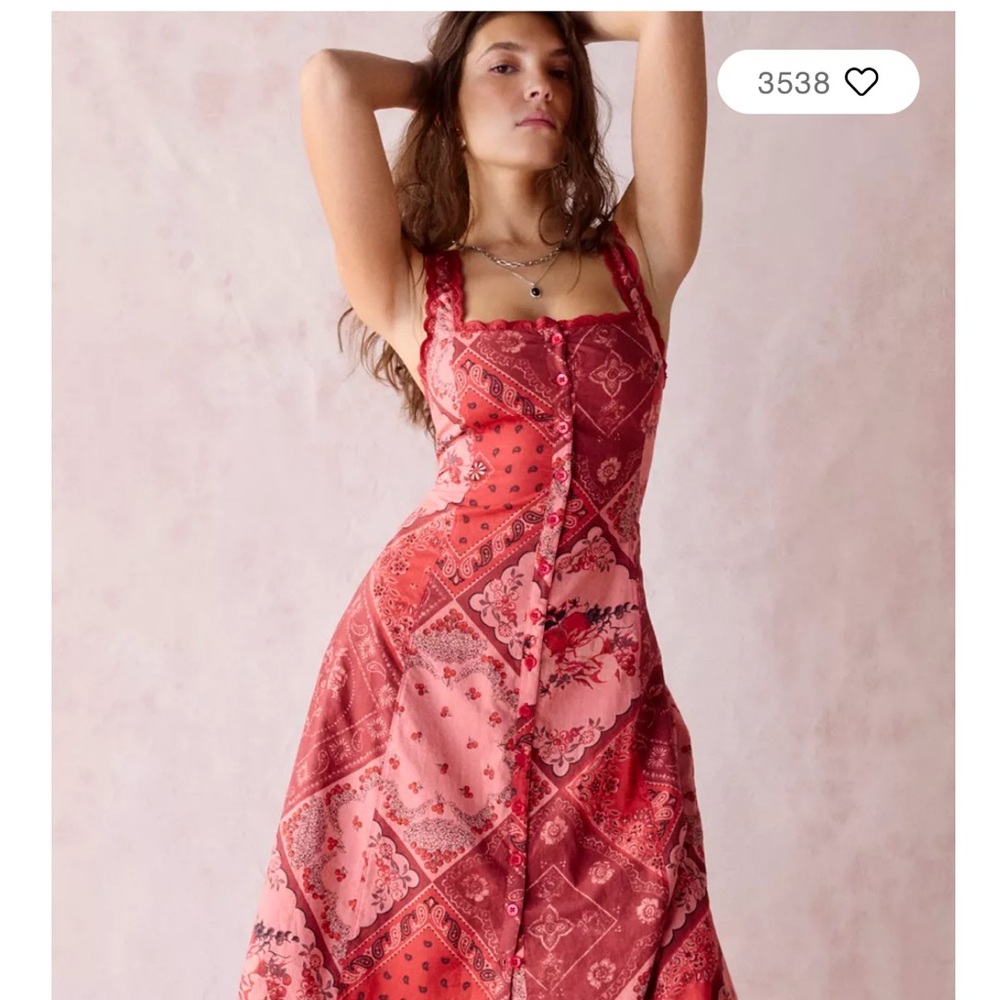 Urban Outfitters Red Patchwork Midi Dress